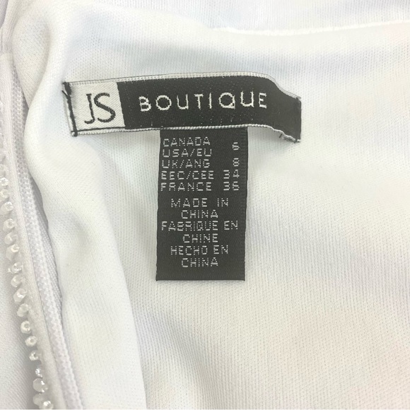 JS Boutique White Halter Beaded Maxi Formal Dress - Picture 11 of 11